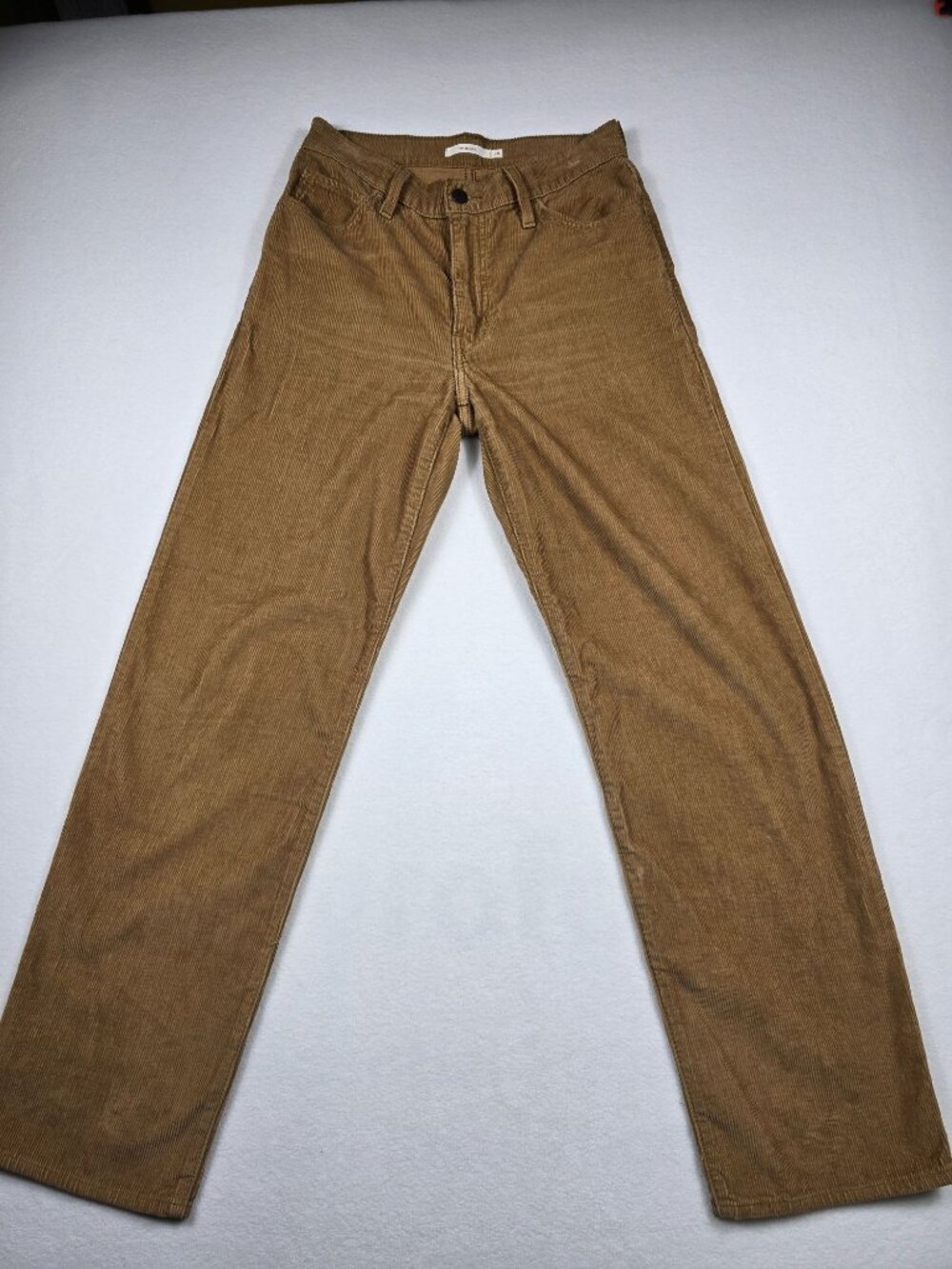 Levis 94 Baggy Corduroy Pants Womens Size 26 Tan 100% Cotton Straight Leg